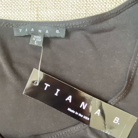 Tiana B. Vintage Black Gold Lace Stretch Holiday Party Festive Top- USA- Sz-L - Picture 7 of 13